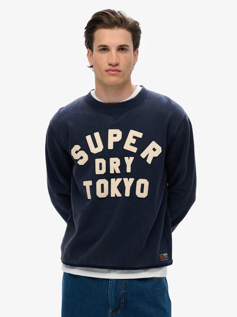 Product image 1 of 4, which shows Superdry Vintage Athletic Crew Sweatshirt, Rich Navy, S