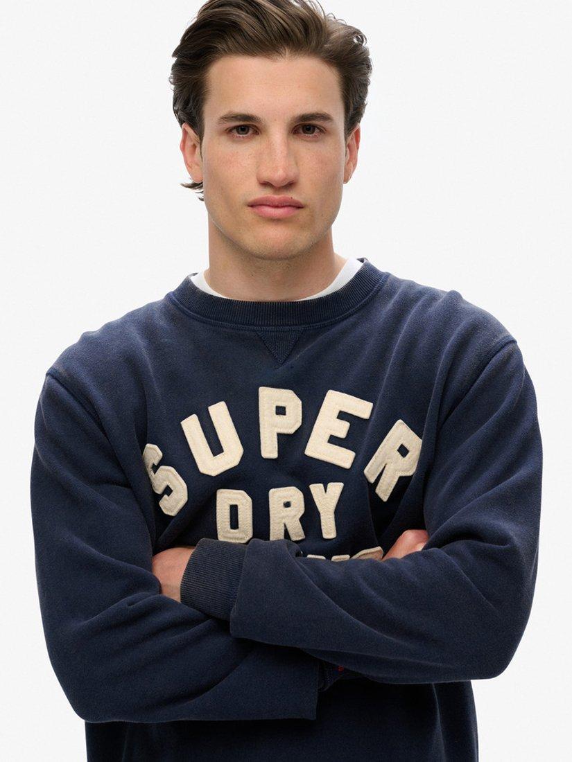 Product image 4 of 4, which shows Superdry Vintage Athletic Crew Sweatshirt, Rich Navy, S