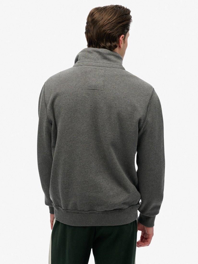 Product image 2 of 4, which shows Superdry Vintage Athletic Half Button Sweatshirt, Charcoal Marl, S