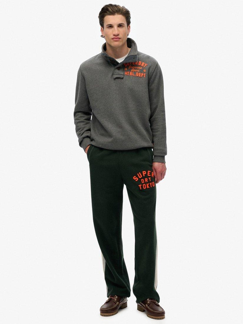 Product image 3 of 4, which shows Superdry Vintage Athletic Half Button Sweatshirt, Charcoal Marl, S