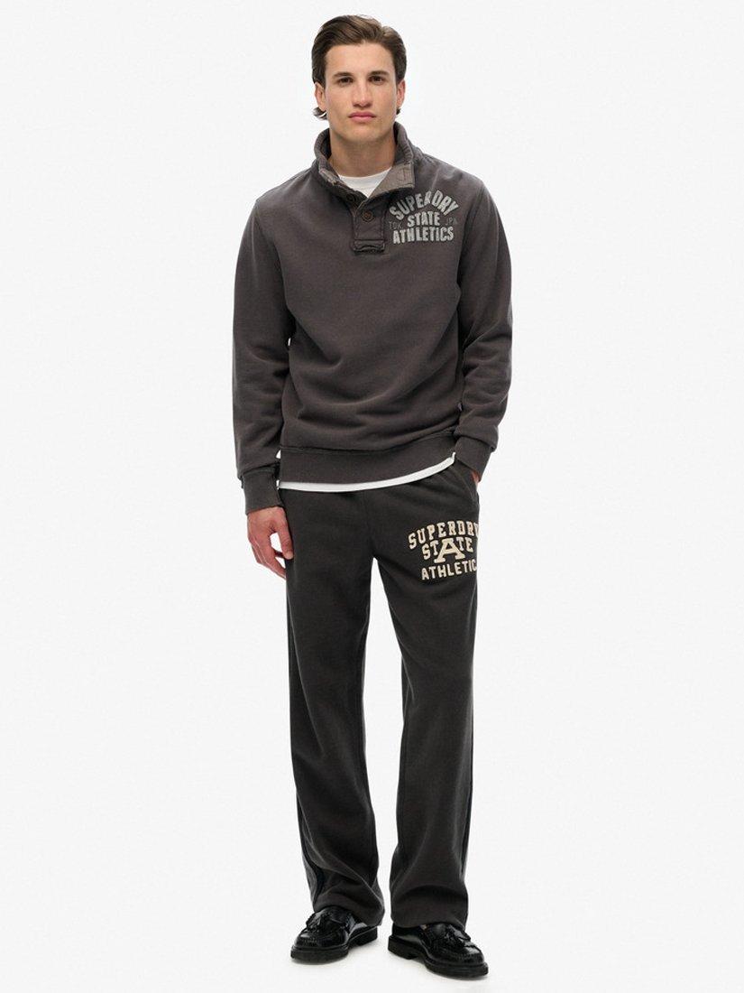 Product image 3 of 4, which shows Superdry Vintage Athletic Half Button Sweatshirt, Washed Black, S