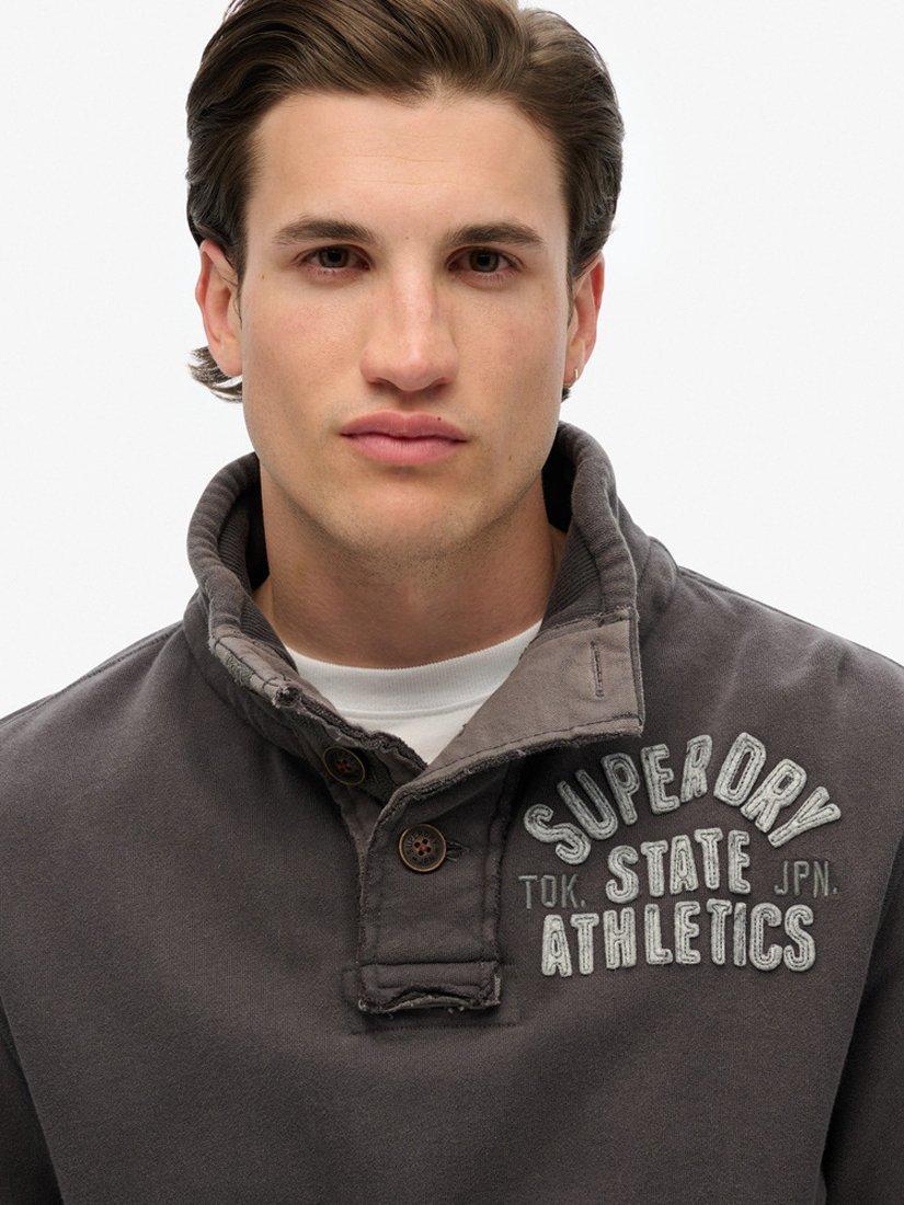Product image 4 of 4, which shows Superdry Vintage Athletic Half Button Sweatshirt, Washed Black, S