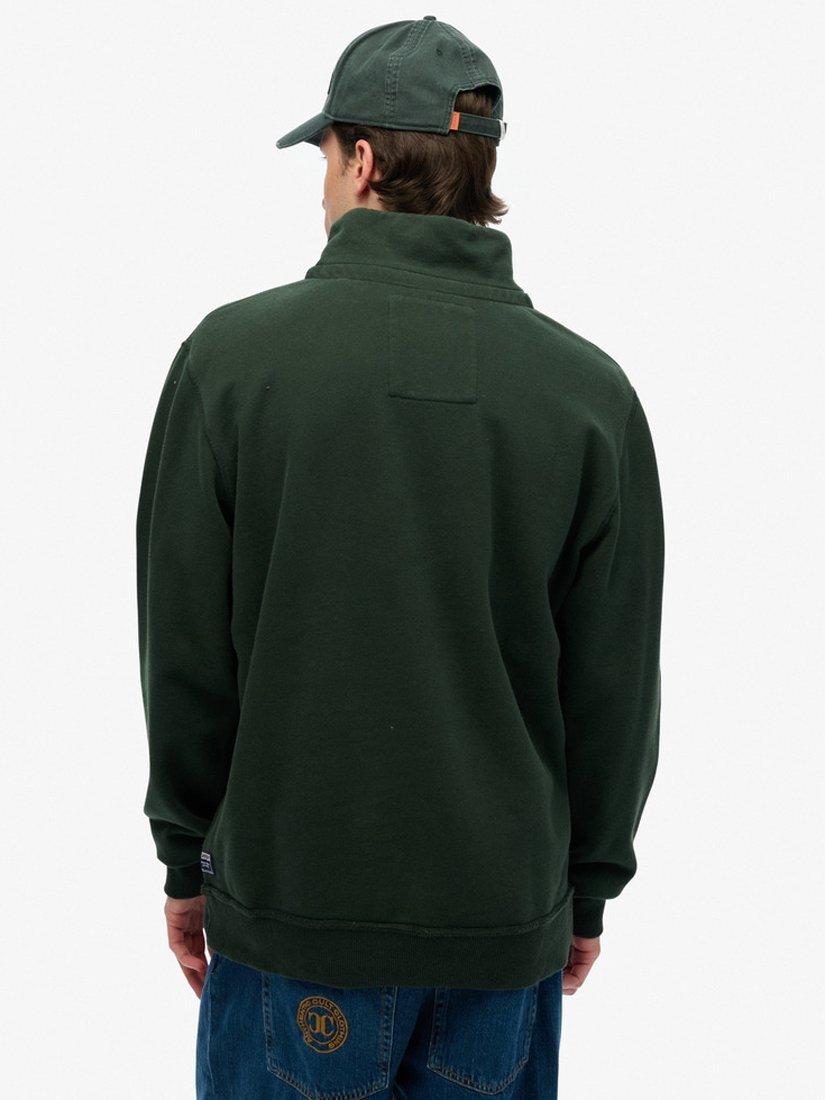 Product image 2 of 4, which shows Superdry Vintage Athletic Half Zip Jumper, Academy Dark Green, S
