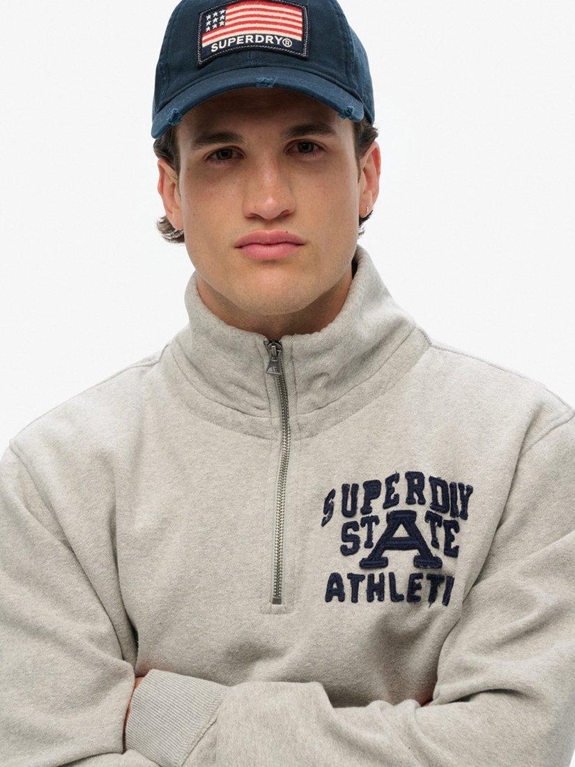 Product image 4 of 4, which shows Superdry Vintage Athletic Half Zip Jumper, Light Grey, S