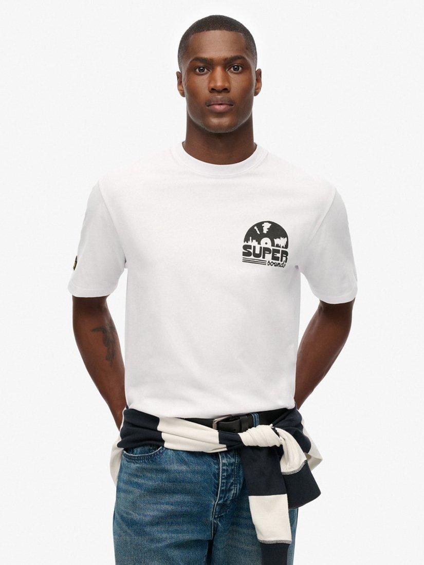Product image 1 of 4, which shows Superdry Graphic Print Oversized Cotton T-Shirt, Optic, S