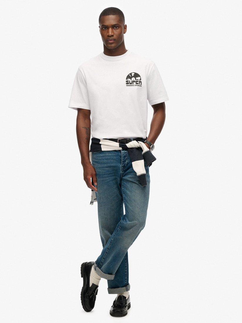 Product image 3 of 4, which shows Superdry Graphic Print Oversized Cotton T-Shirt, Optic, S