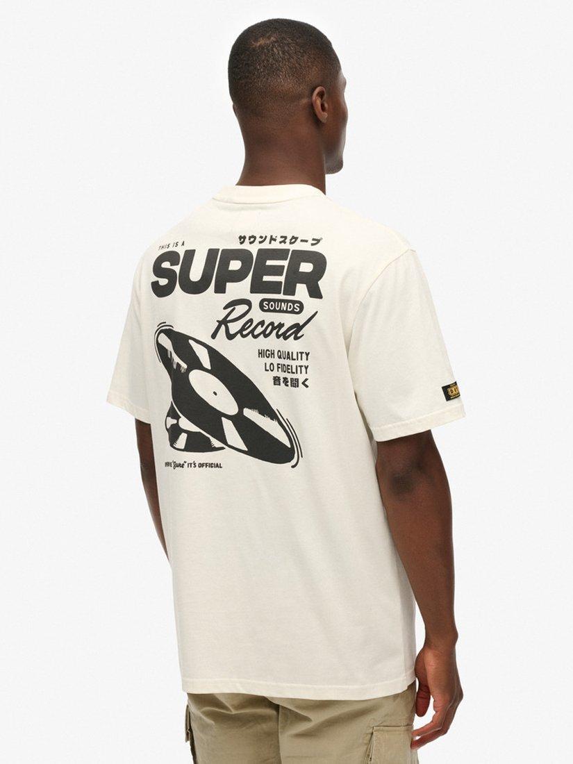 Product image 2 of 5, which shows Superdry Graphic Print Oversized Cotton T-Shirt, Cream, S