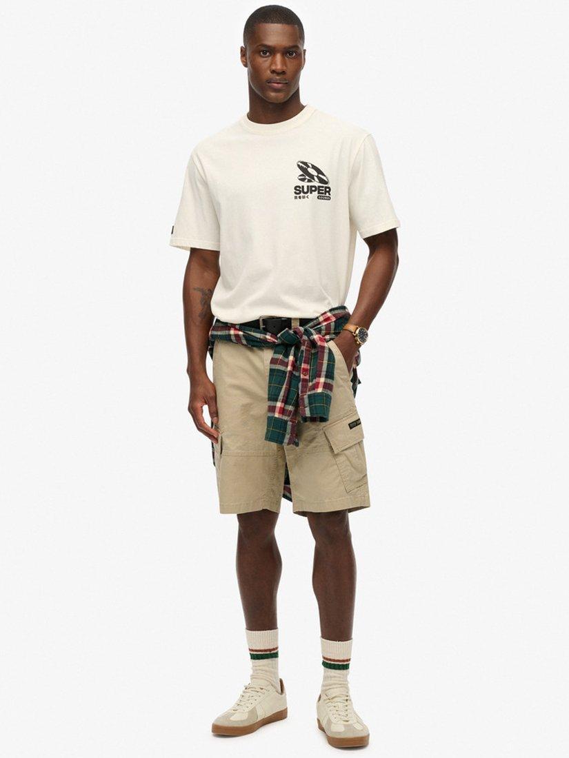 Product image 3 of 5, which shows Superdry Graphic Print Oversized Cotton T-Shirt, Cream, S