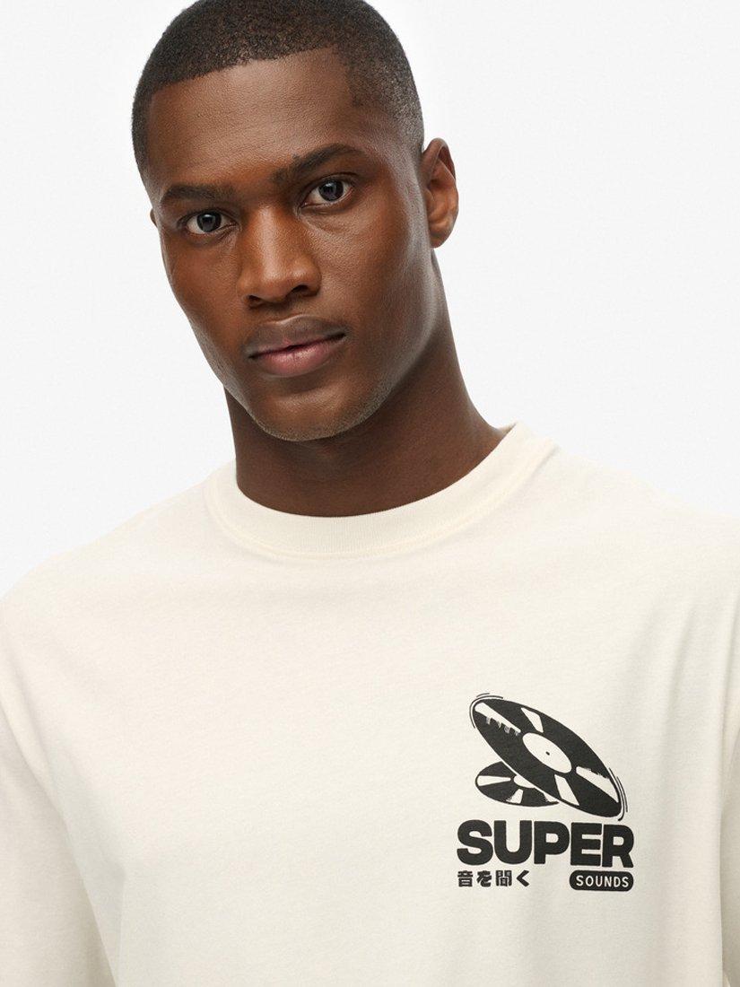 Product image 4 of 5, which shows Superdry Graphic Print Oversized Cotton T-Shirt, Cream, S