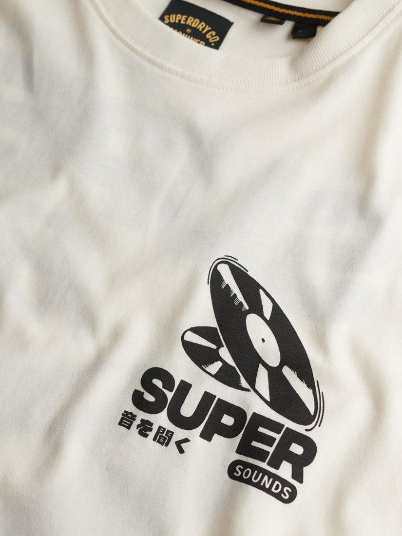 Product image 5 of 5, which shows Superdry Graphic Print Oversized Cotton T-Shirt, Cream, S