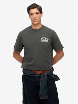 Superdry Organic Cotton Record Label Oversized T-Shirt, Washed Black
