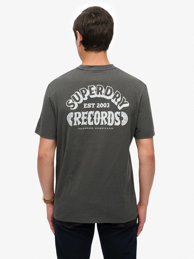 Product image 2 of 4, which shows Superdry Organic Cotton Record Label Oversized T-Shirt, Washed Black, S