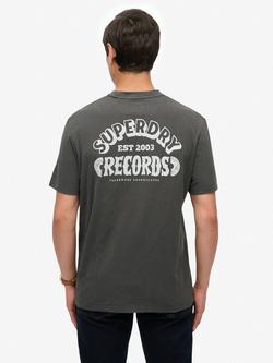 Superdry Organic Cotton Record Label Oversized T-Shirt - view 2, Washed Black