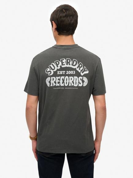 Superdry Organic Cotton Record Label Oversized T-Shirt - view 2, Washed Black