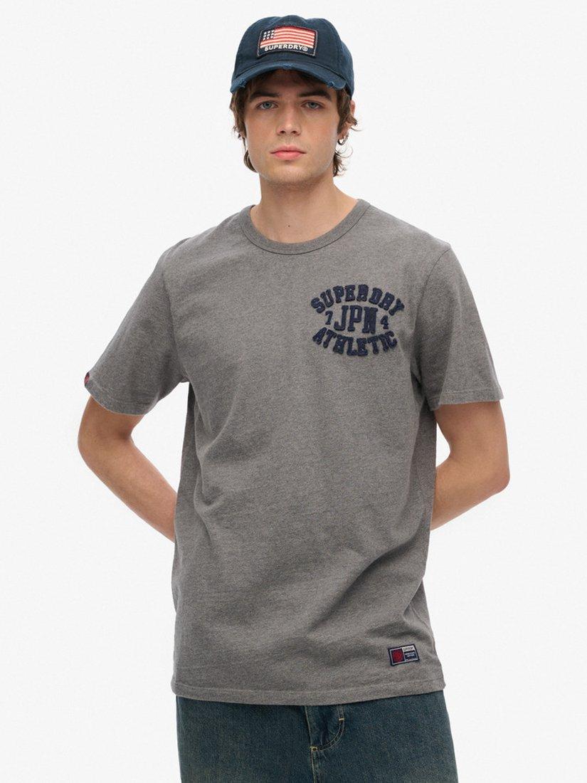Product image 1 of 4, which shows Superdry Vintage Athletic T-Shirt, Mid Grey Marl, S
