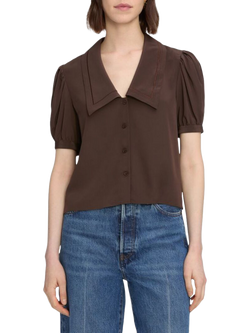 FRAME The Sailor Pure Silk Shirt, Brown, Brown