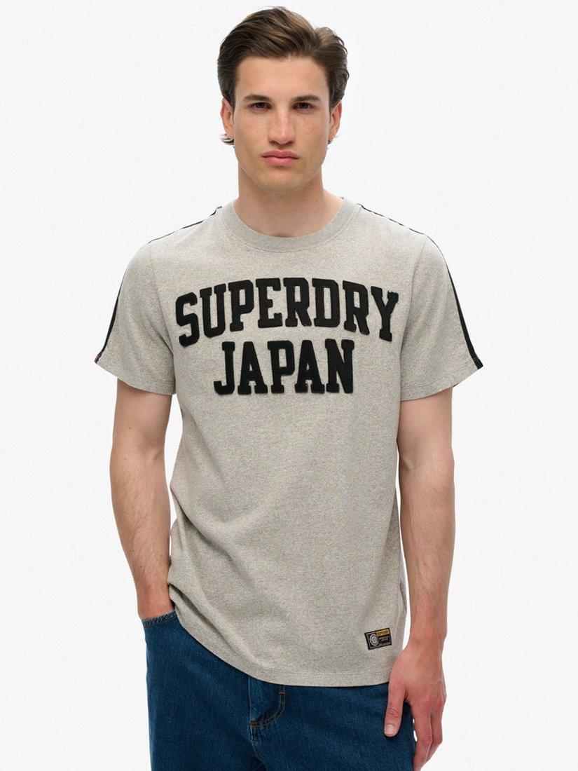 Product image 1 of 4, which shows Superdry Vintage Athletic Stripe T-Shirt, Light Grey, S