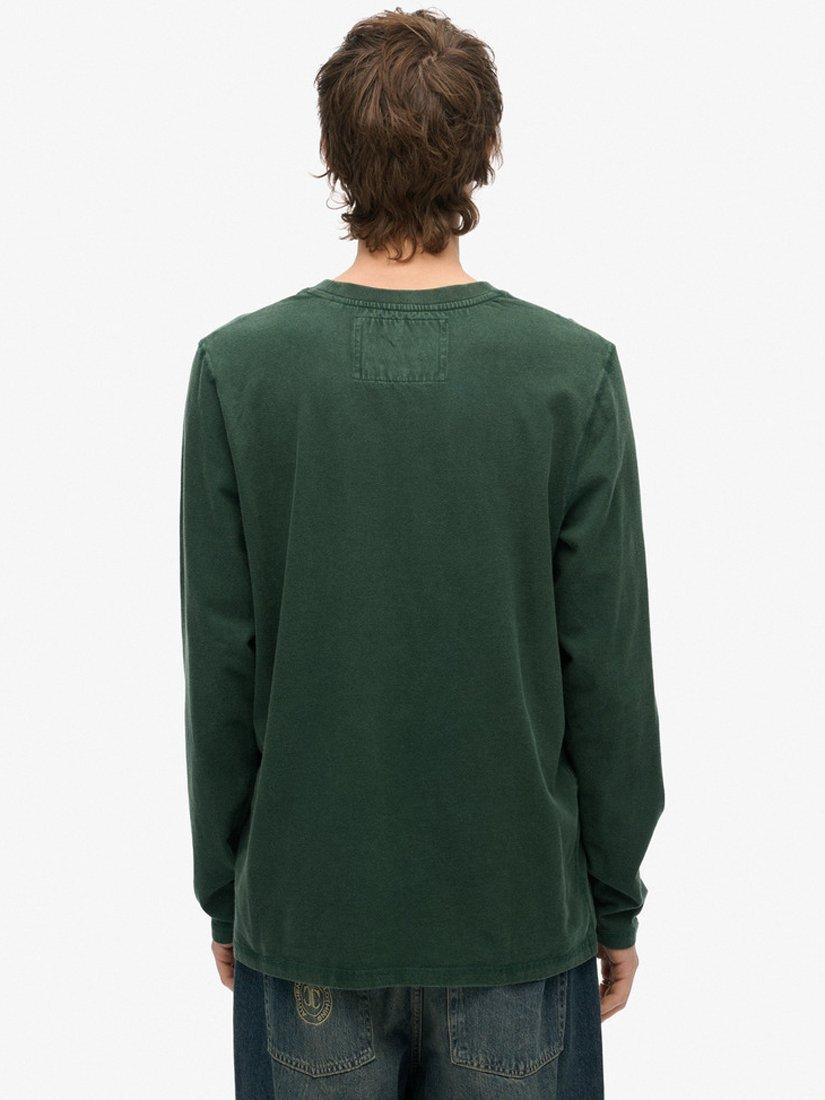 Product image 2 of 4, which shows Superdry Vintage Athletic Chest Long Sleeve Top, Enamel Green, S