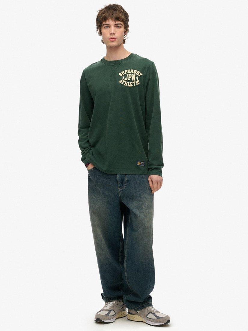 Product image 3 of 4, which shows Superdry Vintage Athletic Chest Long Sleeve Top, Enamel Green, S