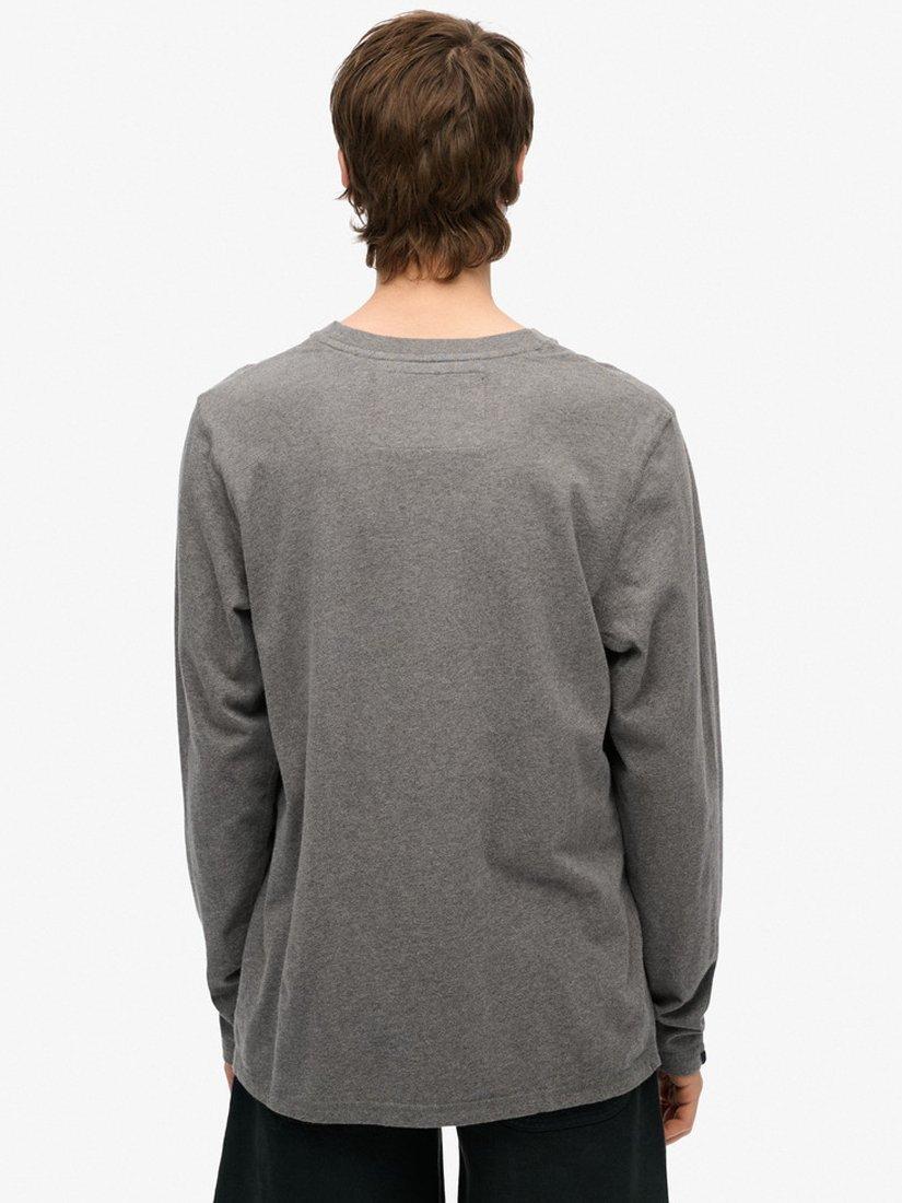 Product image 2 of 4, which shows Superdry Vintage Athletic Chest Long Sleeve Top, Mid Grey Marl, S