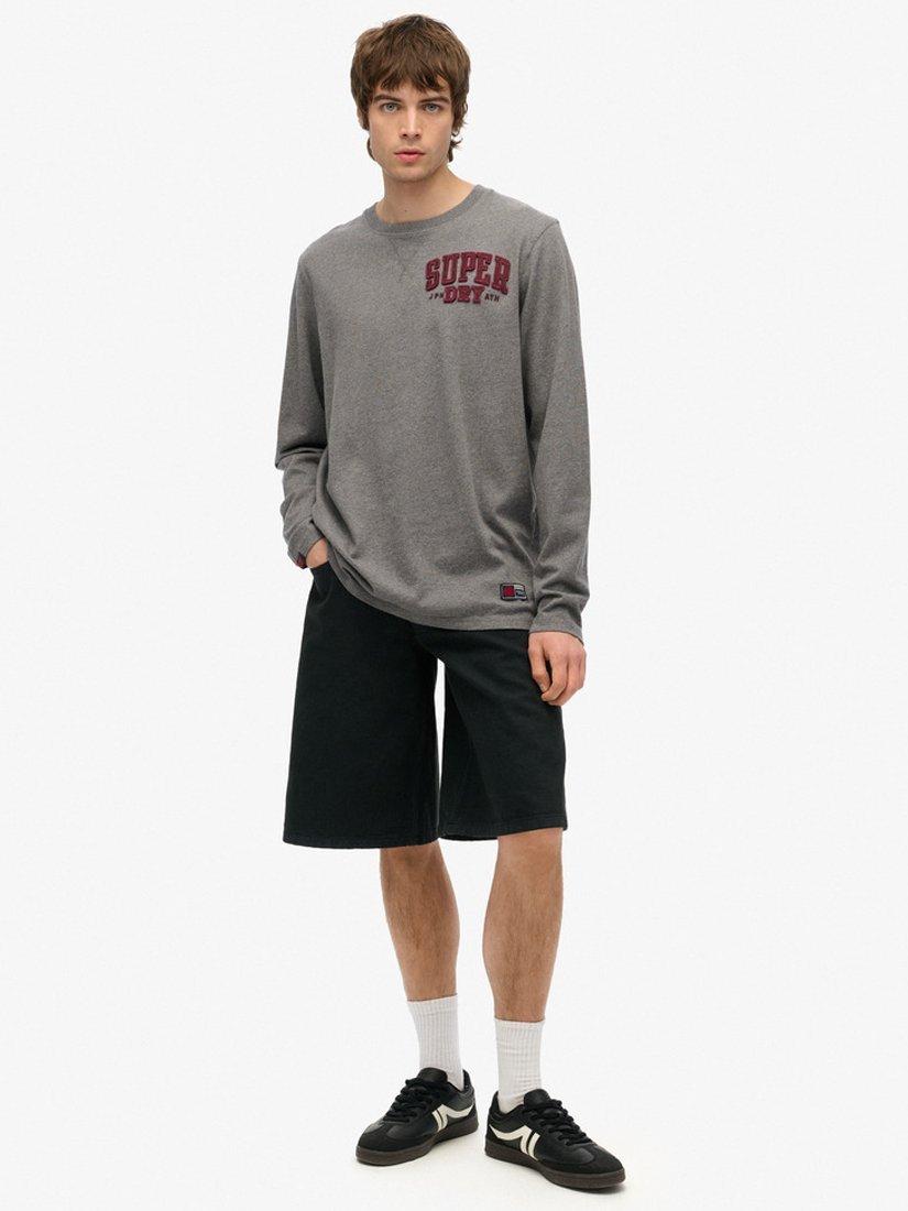 Product image 3 of 4, which shows Superdry Vintage Athletic Chest Long Sleeve Top, Mid Grey Marl, S