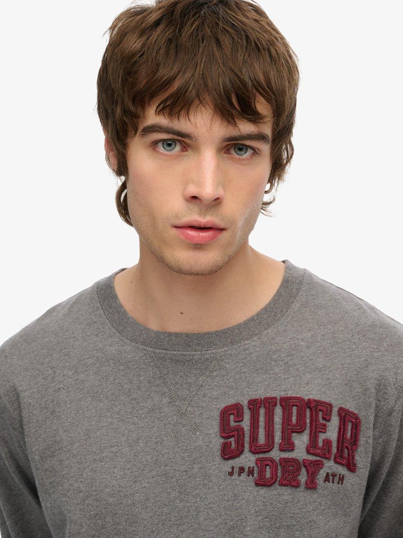 Product image 4 of 4, which shows Superdry Vintage Athletic Chest Long Sleeve Top, Mid Grey Marl, S