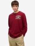 Superdry Vintage Athletic Chest Long Sleeve Top, Rich Burgundy