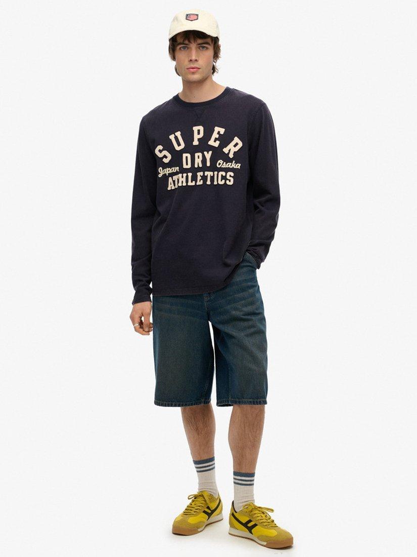 Product image 3 of 4, which shows Superdry Vintage Athletic Long Sleeve Top, Eclipse Navy, S