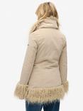 Superdry Faux Fur Lined Afghan Coat, Stone Wash Taupe