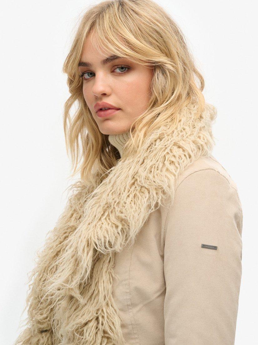 Product image 5 of 5, which shows Superdry Faux Fur Lined Afghan Coat, Stone Wash Taupe, 8
