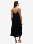 Superdry Half Button Tiered Midi Dress, Black