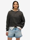 Superdry Athletic Essentials Tonal Appliqué Crew Sweatshirt, Charcoal