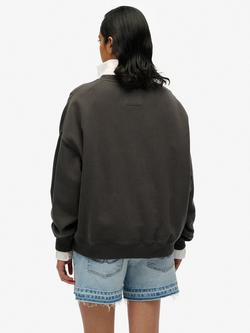 Superdry Athletic Essentials Tonal Appliqué Crew Sweatshirt - view 2, Charcoal