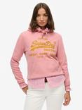 Superdry Embellished Vintage Logo Relaxed Hoodie, Smoke Rose