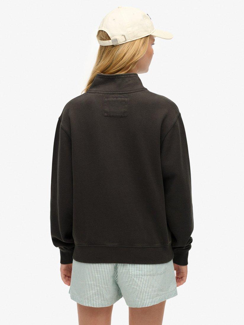 Product image 2 of 4, which shows Superdry Athletic Essentials Loose Fit Half Zip Body-Cotton Jumper, Charcoal, 8