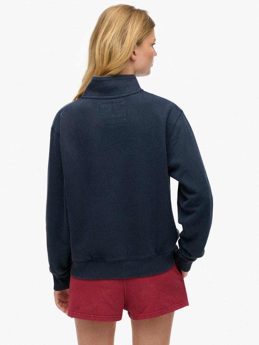 Product image 2 of 4, which shows Superdry Athletic Essentials Loose Fit Half Zip Body-Cotton Jumper, Nautical Navy, 8