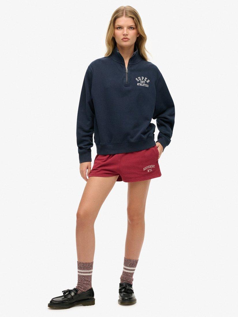Product image 3 of 4, which shows Superdry Athletic Essentials Loose Fit Half Zip Body-Cotton Jumper, Nautical Navy, 8