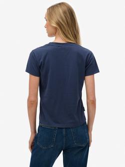 Superdry Essential Logo Fitted T-Shirt, Richest Navy - view 2, Richest Navy