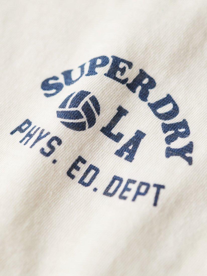 Product image 6 of 6, which shows Superdry Athletic Essentials Beach Graphic Fitted Ringer T-Shirt, Off White, 8