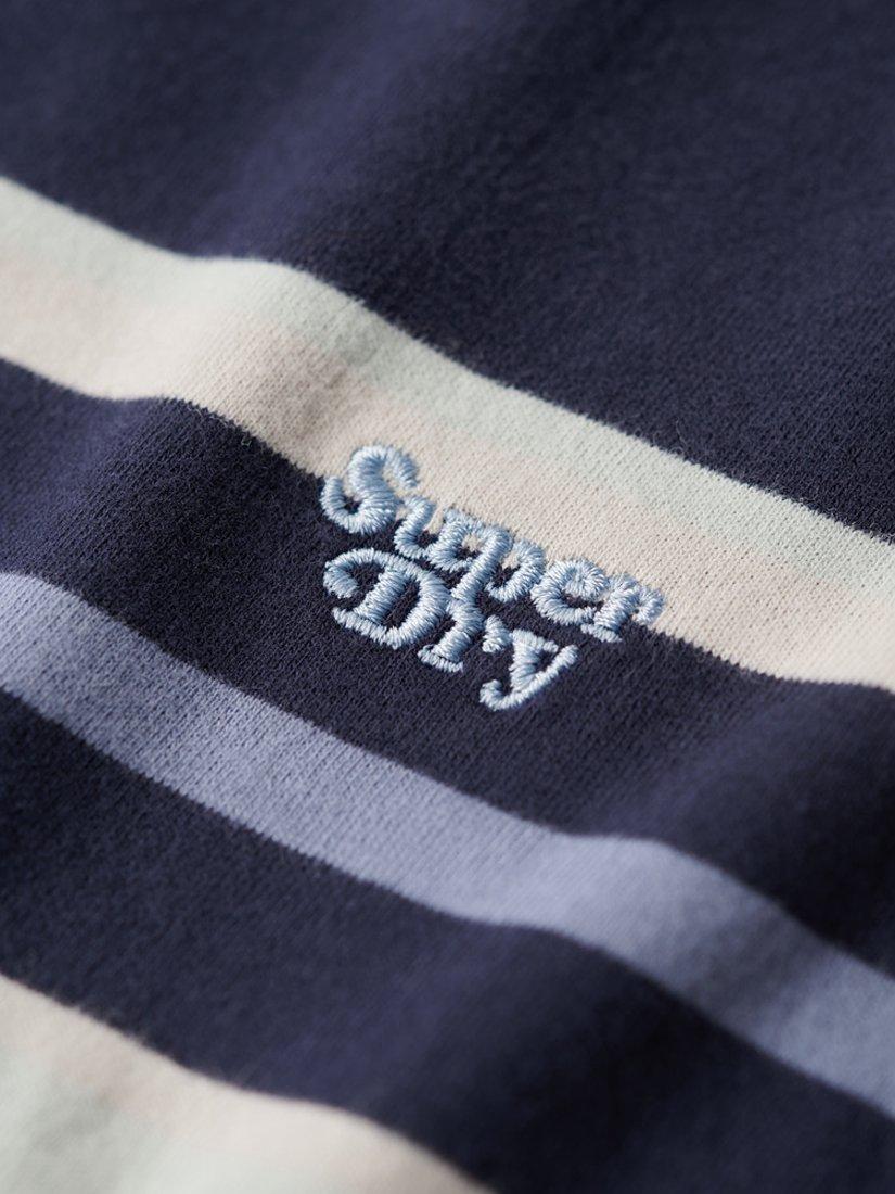 Product image 5 of 5, which shows Superdry Vintage Stripe Crop T-Shirt, Preppy Navy/Multi, 8