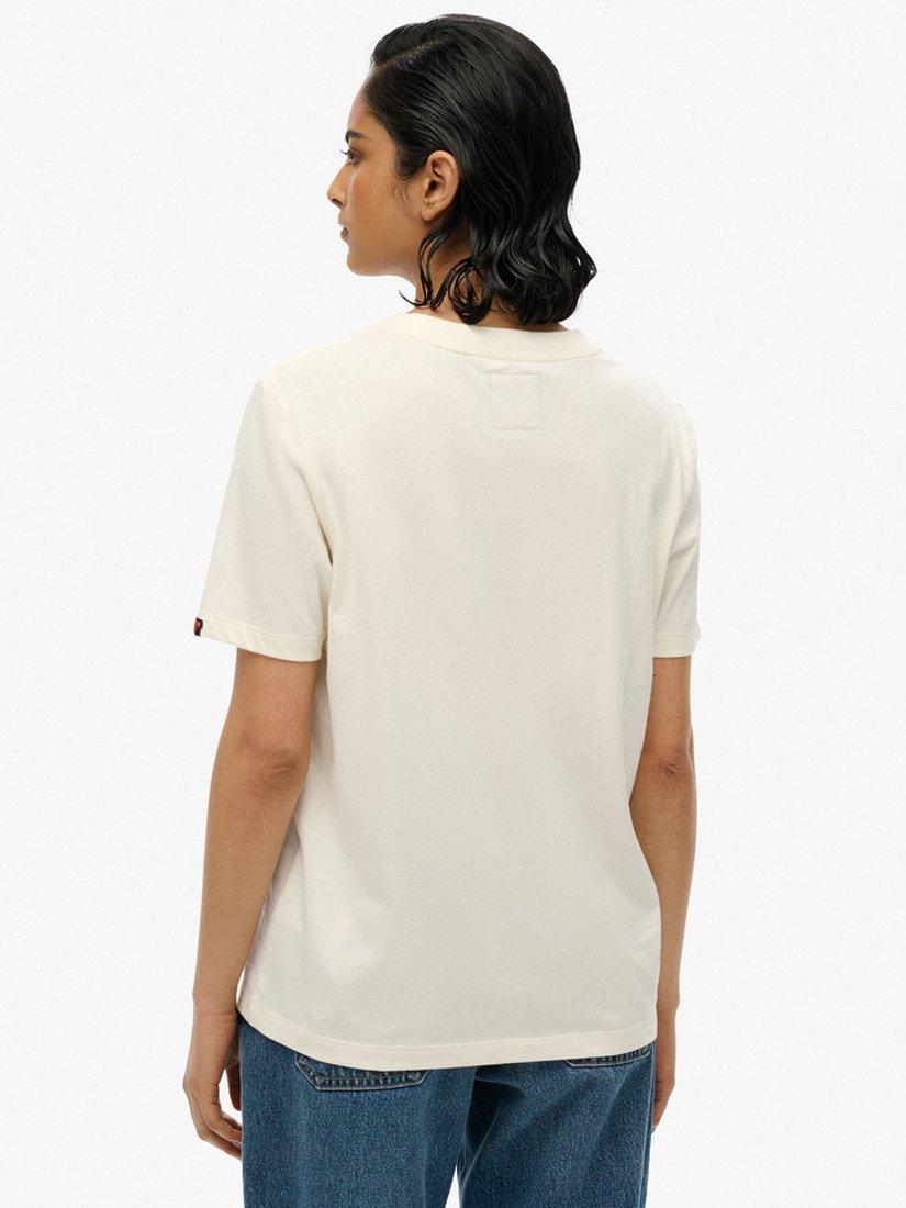 Product image 2 of 5, which shows Superdry Venue Metallic Relaxed T-Shirt, New Chalk White, 8