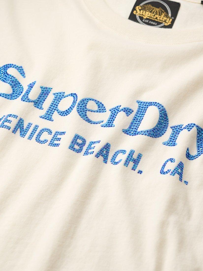 Product image 5 of 5, which shows Superdry Venue Metallic Relaxed T-Shirt, New Chalk White, 8
