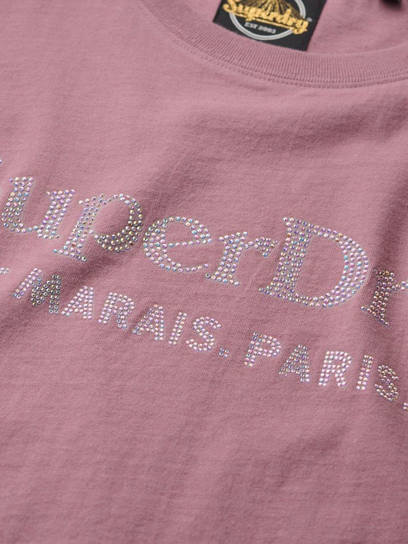 Product image 5 of 5, which shows Superdry Venue Metallic Relaxed T-Shirt, Grape Shake Purple, 8