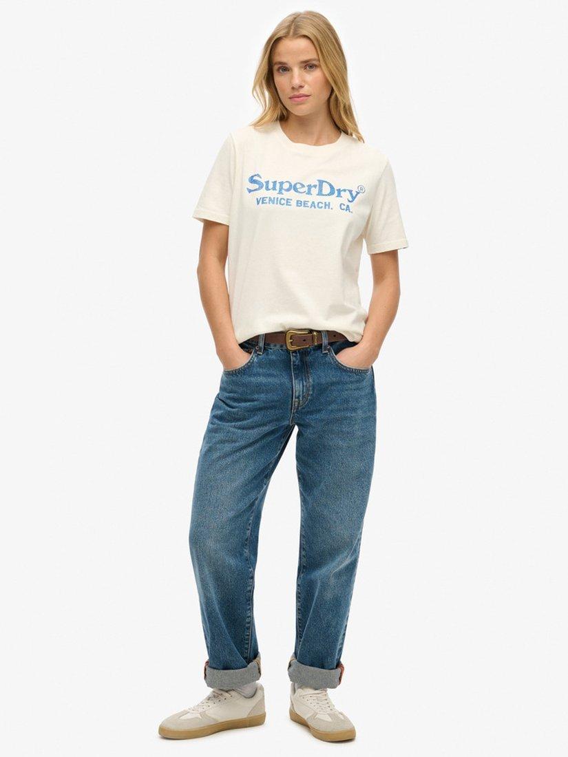 Product image 3 of 5, which shows Superdry Venue Metallic Relaxed T-Shirt, Chalk White, 8