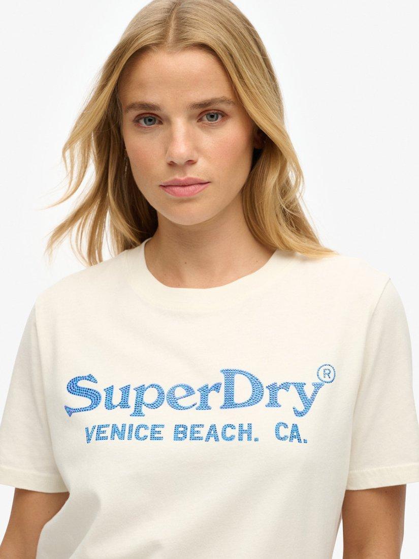 Product image 4 of 5, which shows Superdry Venue Metallic Relaxed T-Shirt, Chalk White, 8