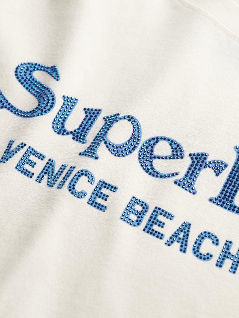 Product image 5 of 5, which shows Superdry Venue Metallic Relaxed T-Shirt, Chalk White, 8