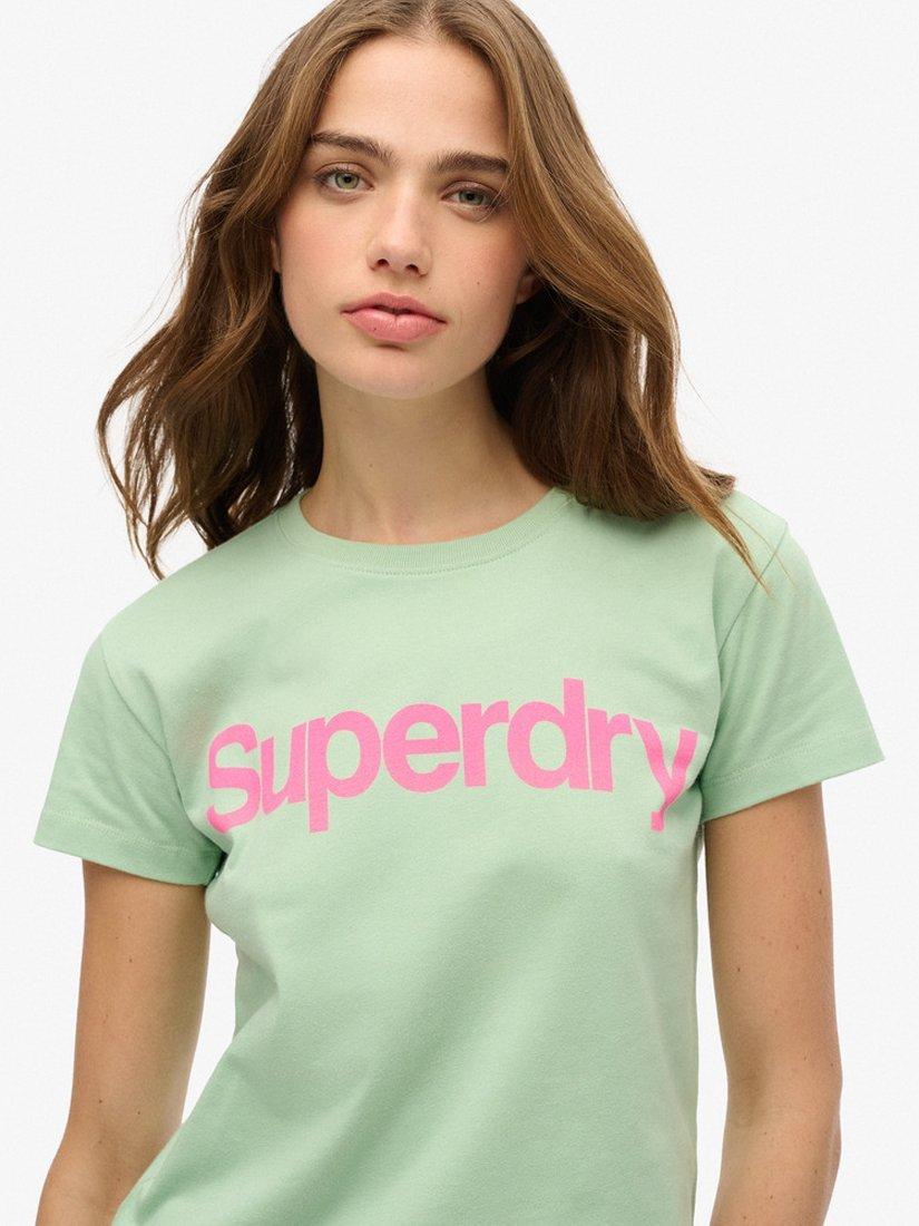 Product image 4 of 5, which shows Superdry Core Logo City Fitted T-Shirt, Hemlock Green, 8