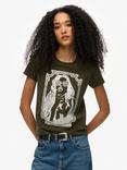 Superdry Pop Archive Super Fitted T-Shirt, Army Khaki