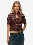 Superdry Mandarin Jacquard Top, Black