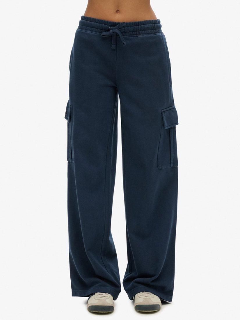Product image 5 of 7, which shows Superdry Athletic Essentials Vintage Wide Cargo Joggers, Eclipse Navy, 8